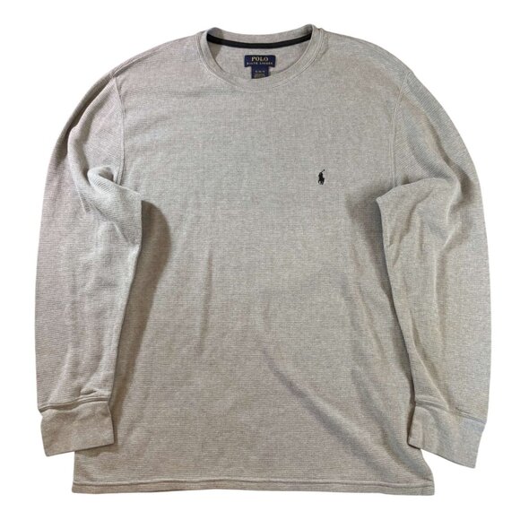 Polo Ralph Lauren Gray Long-Sleeve Waffle Knit Crewneck Thermal Shirt XL - Picture 1 of 4